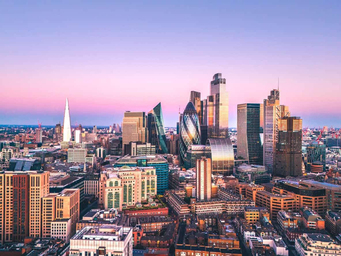 aerial skyline view of London
